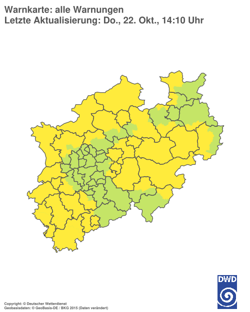 Aktuelle Warnkarte: Nordrhein-Westfalen
